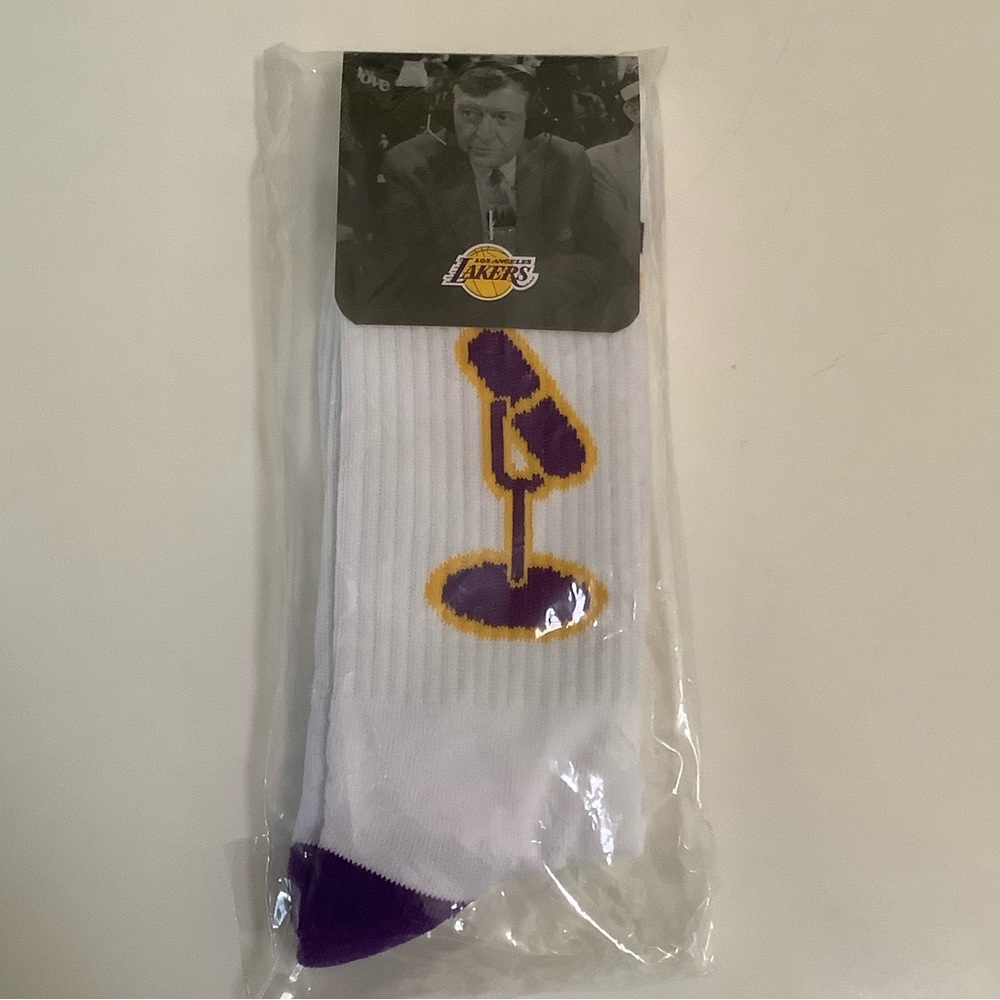 New LA Lakers Chick Hearn Promo Socks